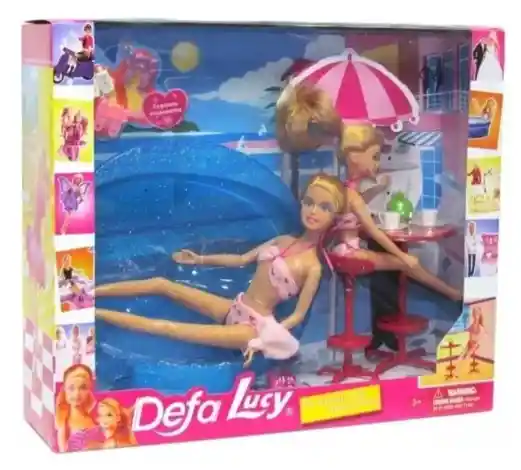 Muñeca Defa Lucy Con Piscina, Fiesta Junto Al Mar