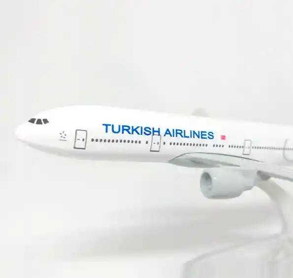 Avion Grande Metalico De Acero Coleccionable De Turkish Airliness B777 - Largo 20cm + Soporte