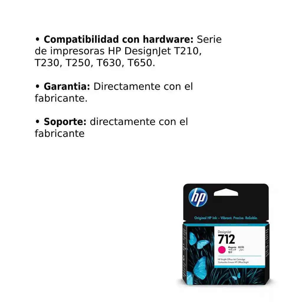 Cartucho De Tinta Hp Desingjet 712 Magenta 29ml