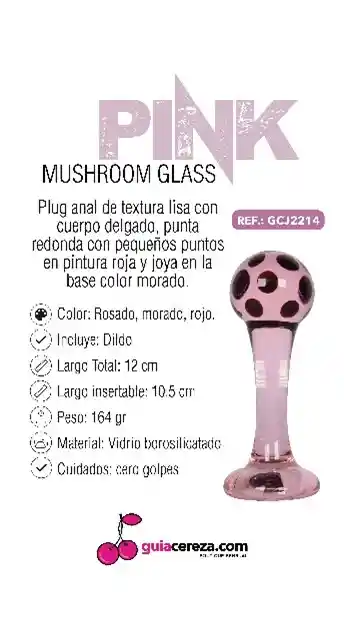 Pink Mushroom Plug Anal Vidrio