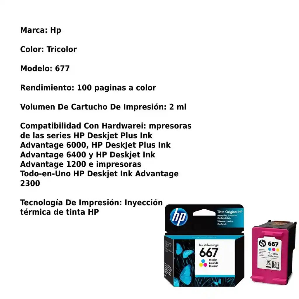 Cartucho De Tinta Hp 667 Tricolor Original Ink Advantage