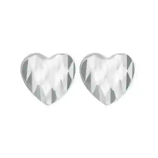 Aretes Topos Corazón Facetado Amor Para Mujer En Plata 925