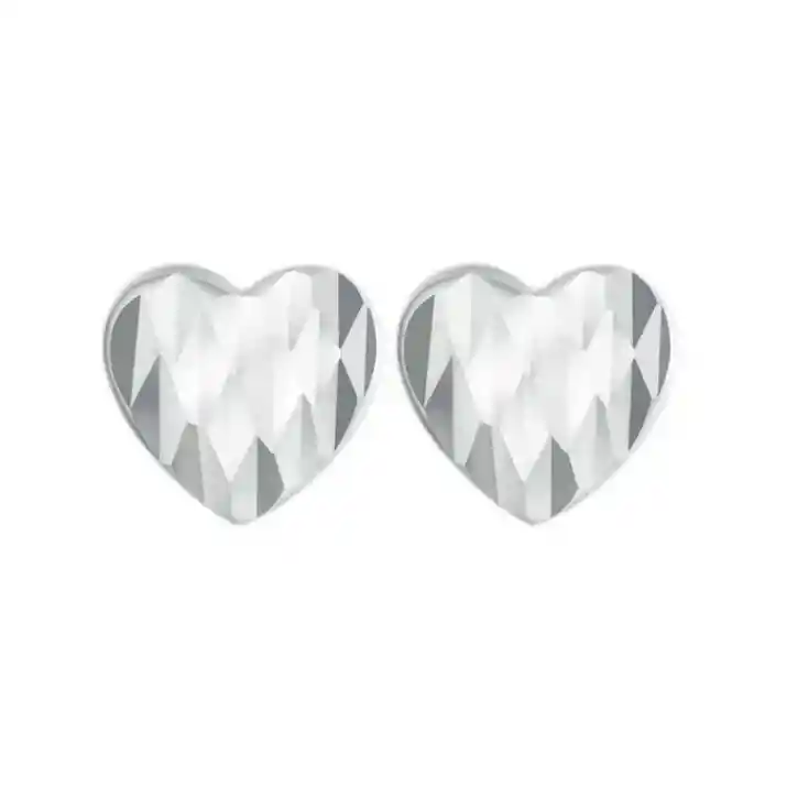 Aretes Topos Corazón Facetado Amor Para Mujer En Plata 925