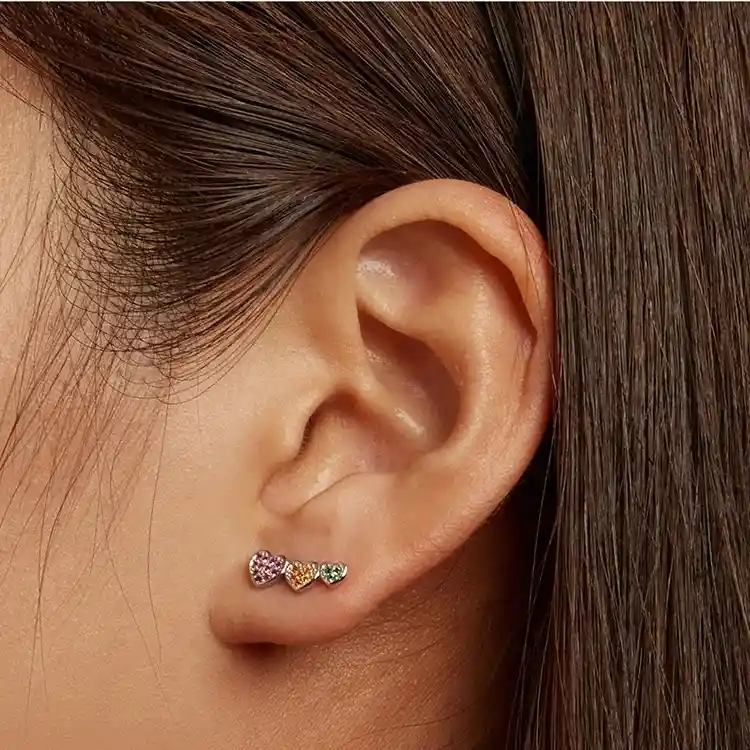 Aretes Topos Corazones Amor Para Mujer En Plata 925