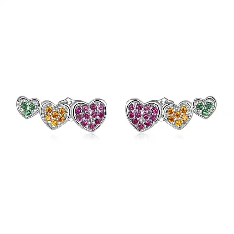 Aretes Topos Corazones Amor Para Mujer En Plata 925