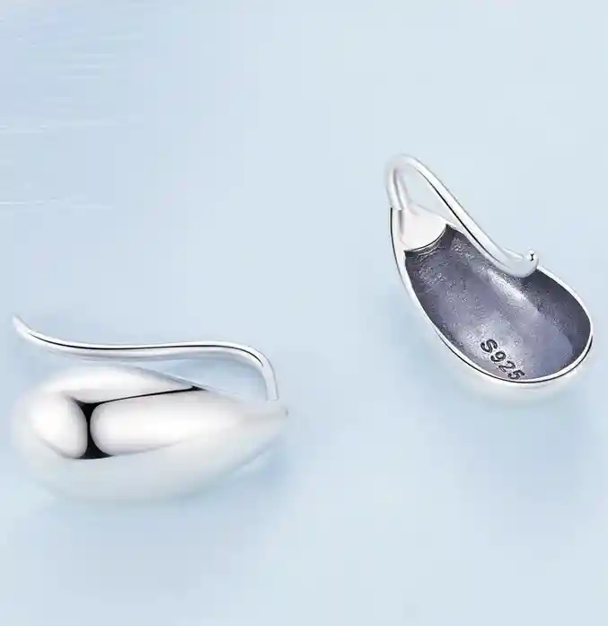 Aretes Topos Para Mujer Gota De Agua Lágrima En Plata 925