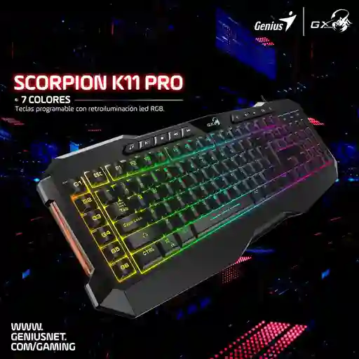 Teclado Gamer Retroiluminado Gx Scorpion K11 Pro Usb Programable// Genius