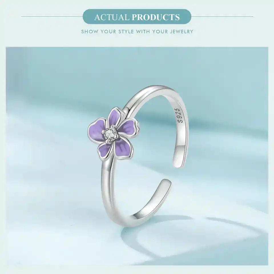 Anillo Para Mujer Ajustable Flor Primavera En Plata 925