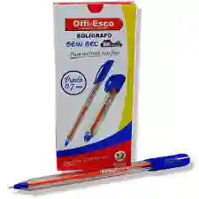 Caja De Esfero Semi Gel Con Tapa 0.7 Offiesco Color Azual X12