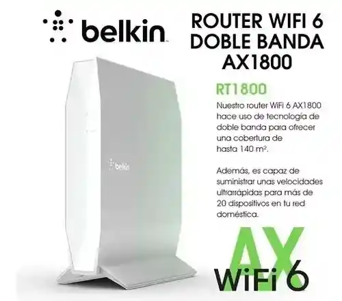 Router Mesh Wifi 6 Gigabit Ax1800, Belkin Rt1800