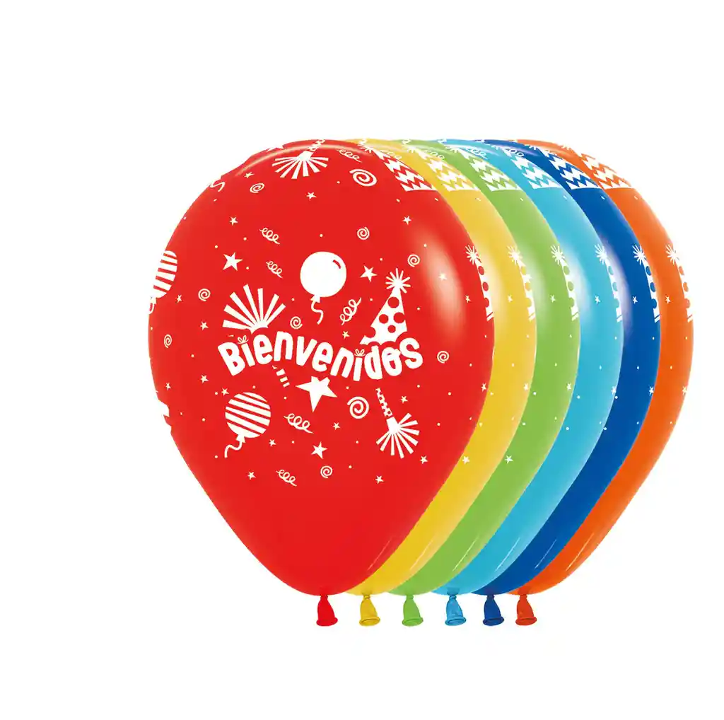 Globo Bienvenidos R12 X 12 Und Colores Surtidos.