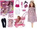 Juguete Muñeca Tipo Barbie Defa Lucy Embarazada Con Coche E Hija + Todos Los Accesorios Ref8049