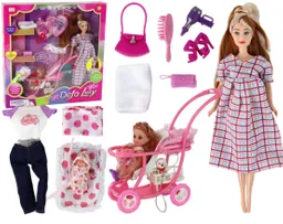 Juguete Muñeca Tipo Barbie Defa Lucy Embarazada Con Coche E Hija + Todos Los Accesorios Ref8049