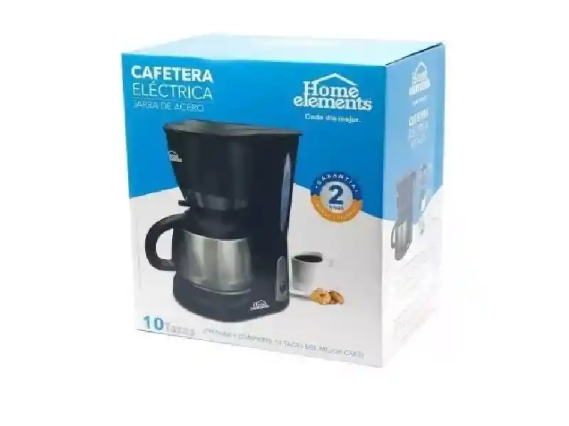 Cafetera Home Elements 10 Tazas Semi Automática Negra De Filtro 120v