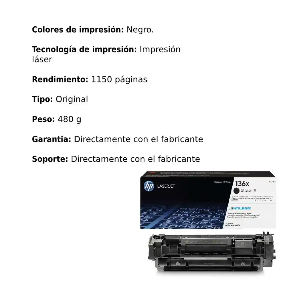 Cartucho De Tóner Hp 136x Negro Alto Rendimiento Laserjet Original