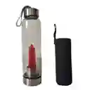 Termo Botella De Agua Con Cristales De Cuarzo Rojo + Estuche Negro