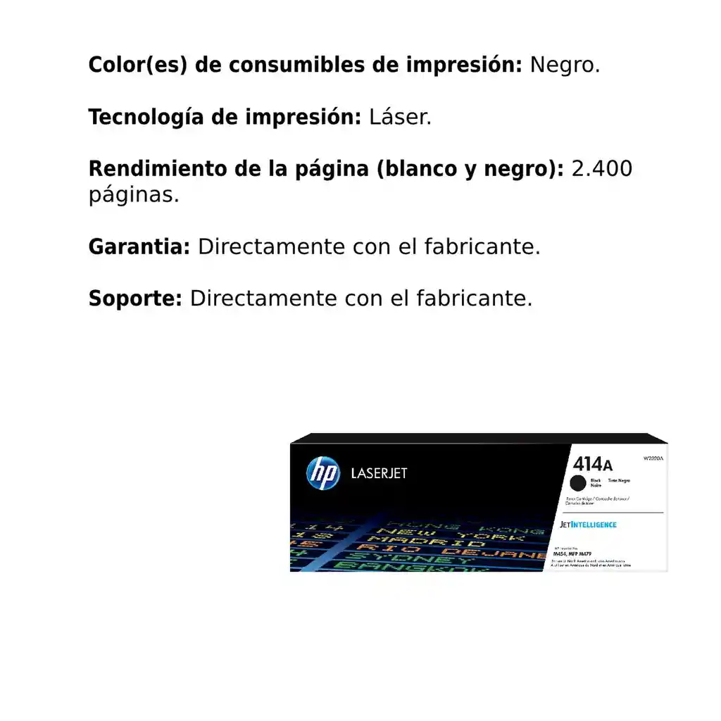 Cartucho De Toner Original Hp 414a Negro