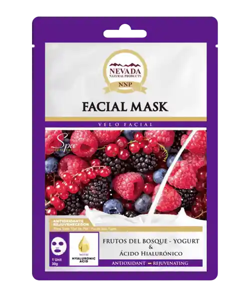 Nevada Natural Products Mascarilla Facial De Frutos Del Bosque Ácido Hialurónico (1 Unidad) 30g