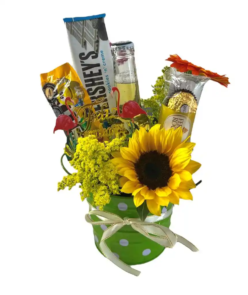 Valde De Girasol Con Chocolates Y Cerveza