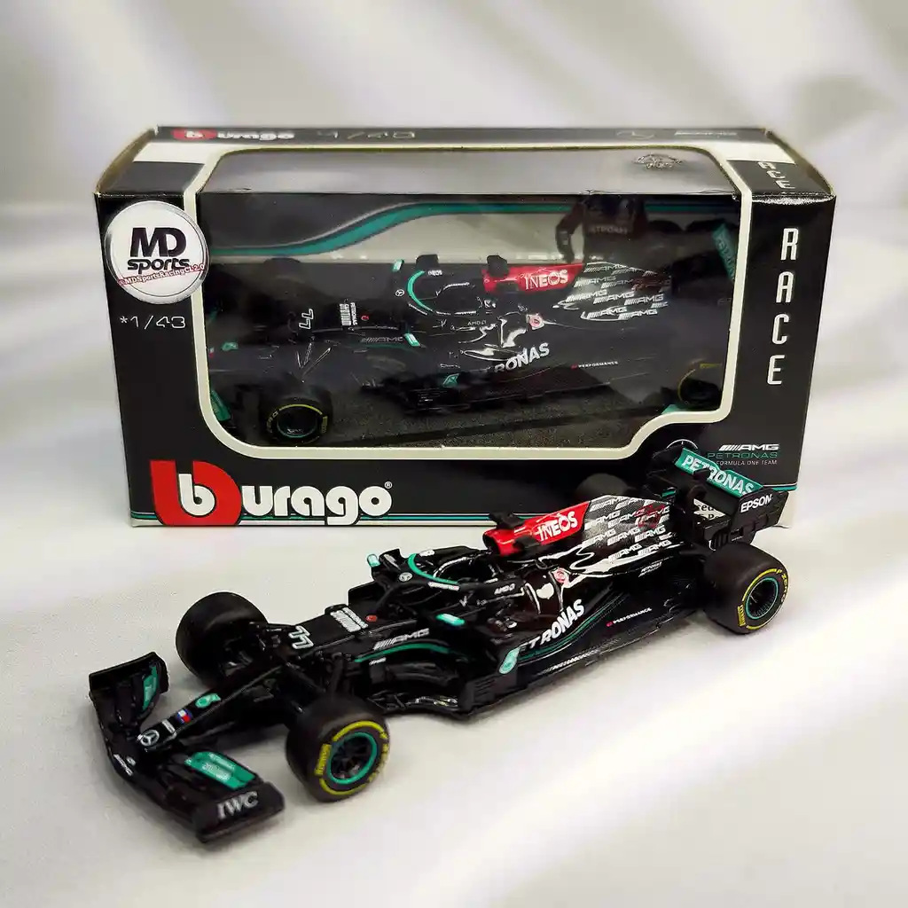 Carro Coleccionable Formula Uno Mercedes W12 2021 #77 Valtteri Bottas Caja Normal Burago 1:43