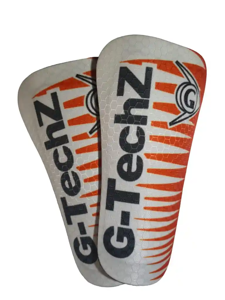 Canilleras Espinilleras De Fútbol Moldeables Gtechz - Blanco/naranja