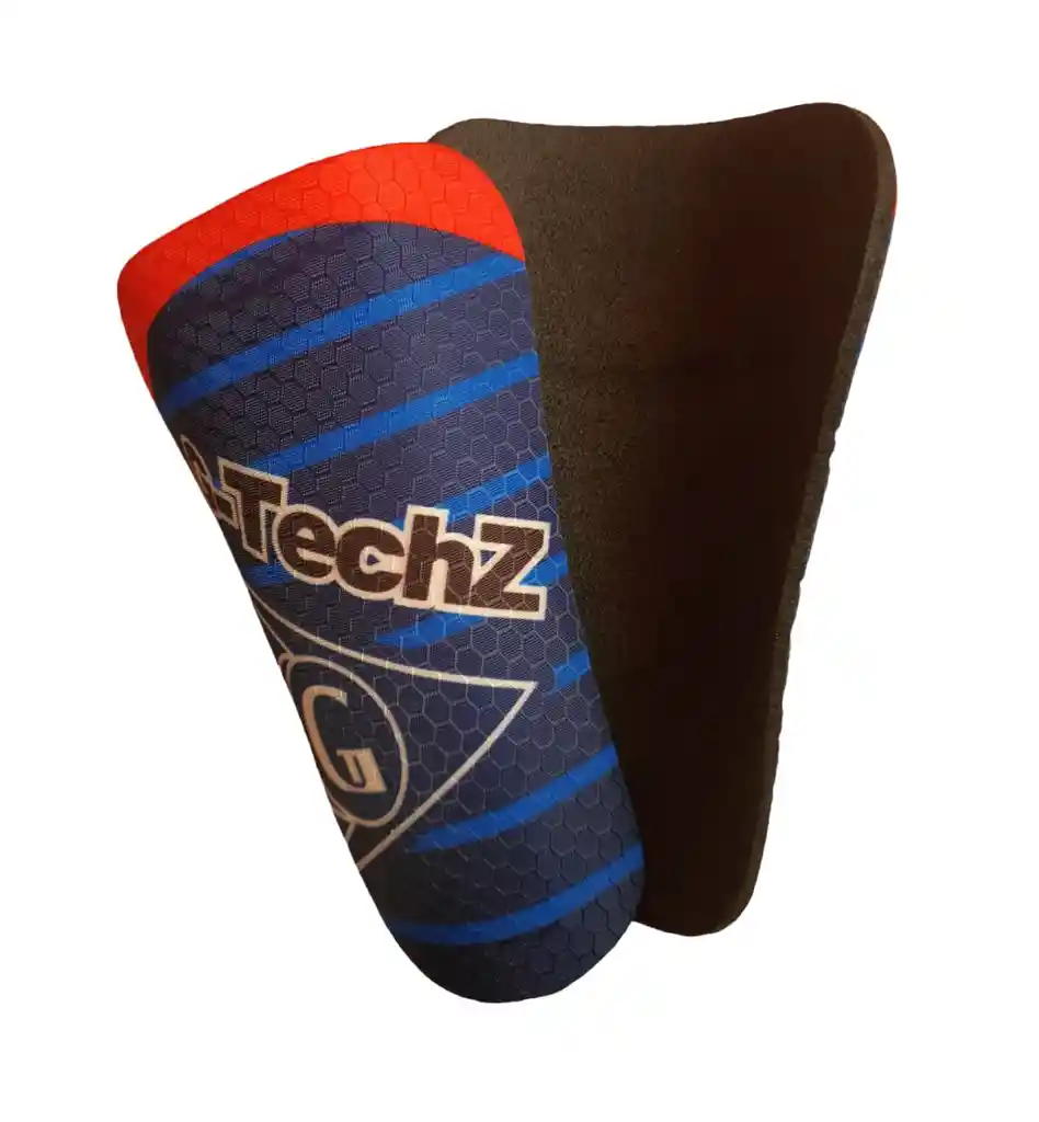 Canilleras Espinilleras De Fútbol Moldeables Gtechz - Azul/rojo