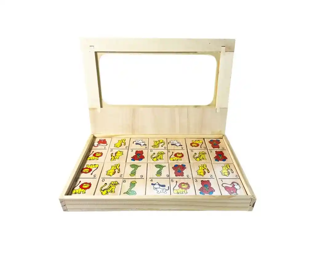 Dominó Safari, De Madera En Caja Para Niños