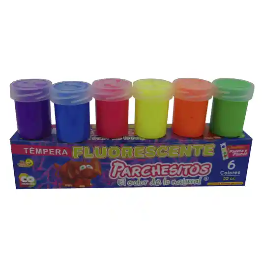 Tempera Fluorescente Parchesitos Caja X6