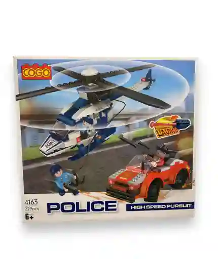 Juguete Armable Tipo Lego Helicoptero Police High Speed Pursuit 229pcs Ref:4163