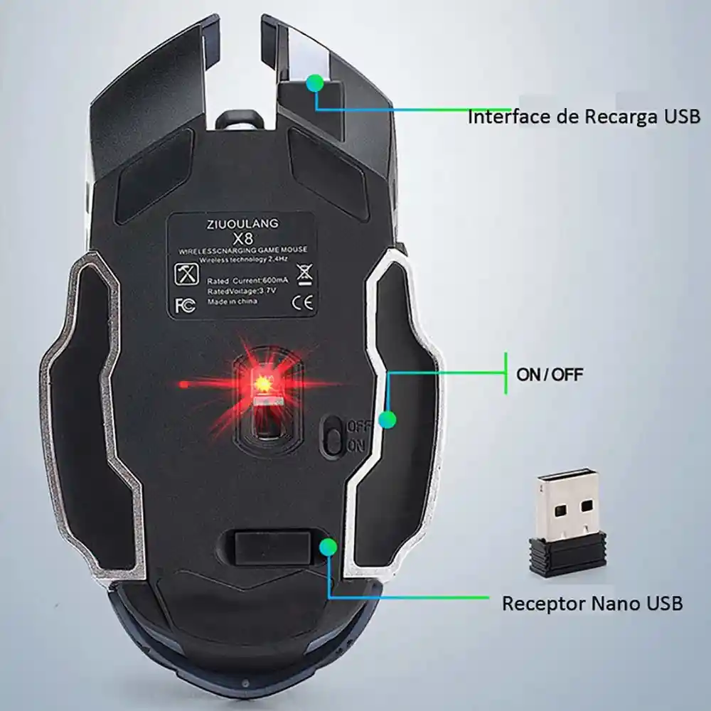 Mouse Gamer 911 Recargable , Inalambrico Y Rbg