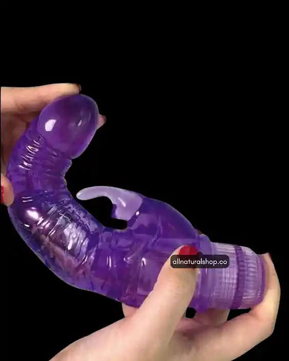 Dildo Vibrador Doble Estimulación Realista 22cm Climbing Rabbit 2 Pilas Aa