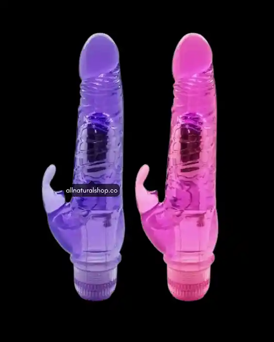 Dildo Vibrador Doble Estimulación Realista 22cm Climbing Rabbit 2 Pilas Aa