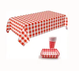 Mantel Para Picnic Plastico 1.40m X2.00m + Vasos X12 + Platos X12