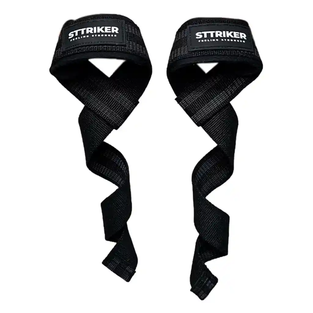 Kit X2 Straps Levantamiento Pesas Correas Gimnasio Crossfit Negro Amarres