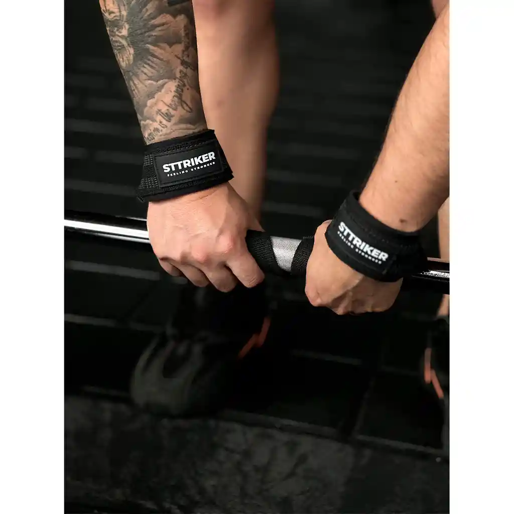 Kit X2 Straps Levantamiento Pesas Correas Gimnasio Crossfit Negro Amarres