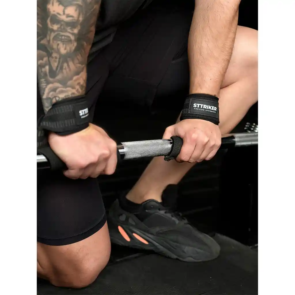 Kit X2 Straps Levantamiento Pesas Correas Gimnasio Crossfit Negro Amarres