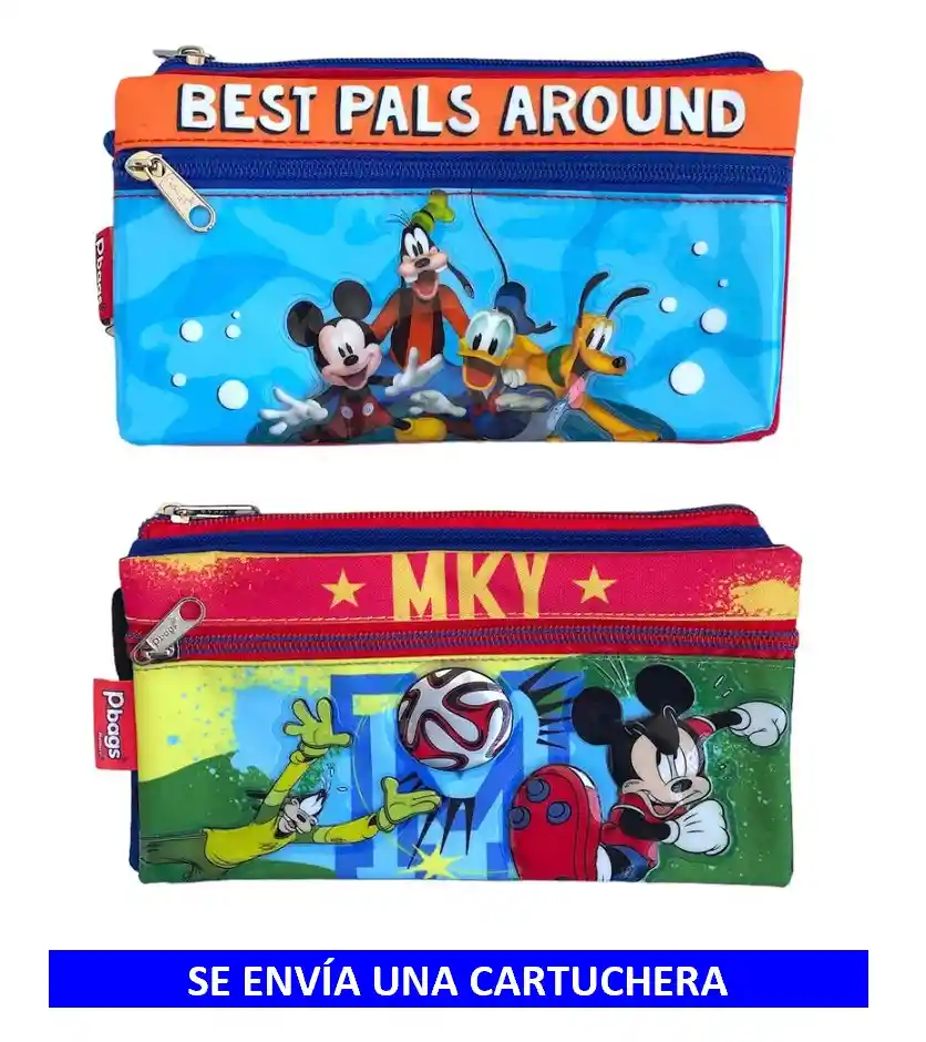 Cartuchera Para Niño 3 Bolsillos Motivo Mickey Primavera