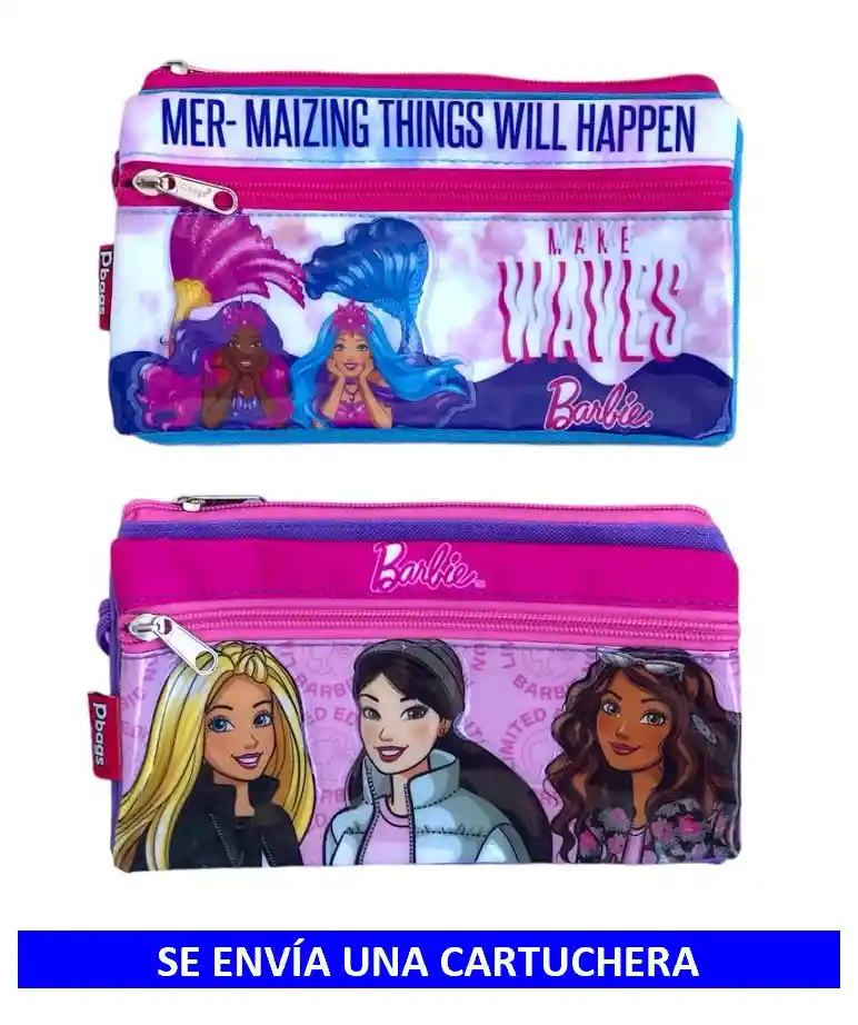 Cartuchera Para Niña 3 Bolsillos Motivo Barbie