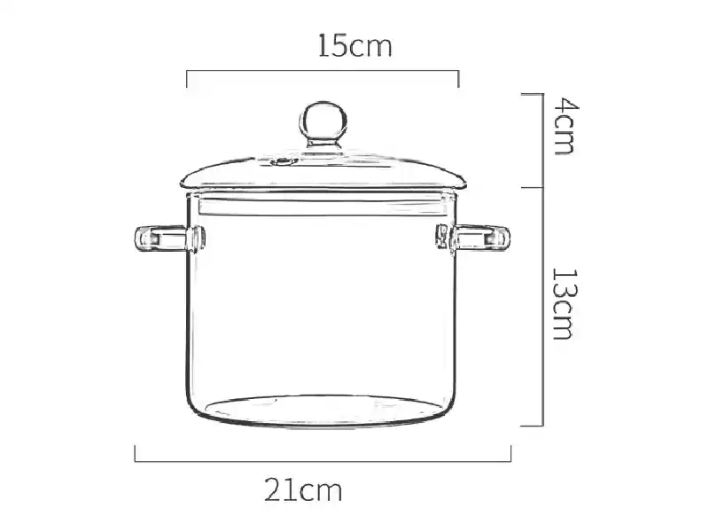 Olla De Vidrio De Borosilicato Con Tapa 1.5 Litros