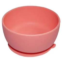 Bowl De Silicona Ventosa Y Cuchara. Color Salmón.