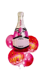 Globo Botella Bouquet Rosa X 5 Und