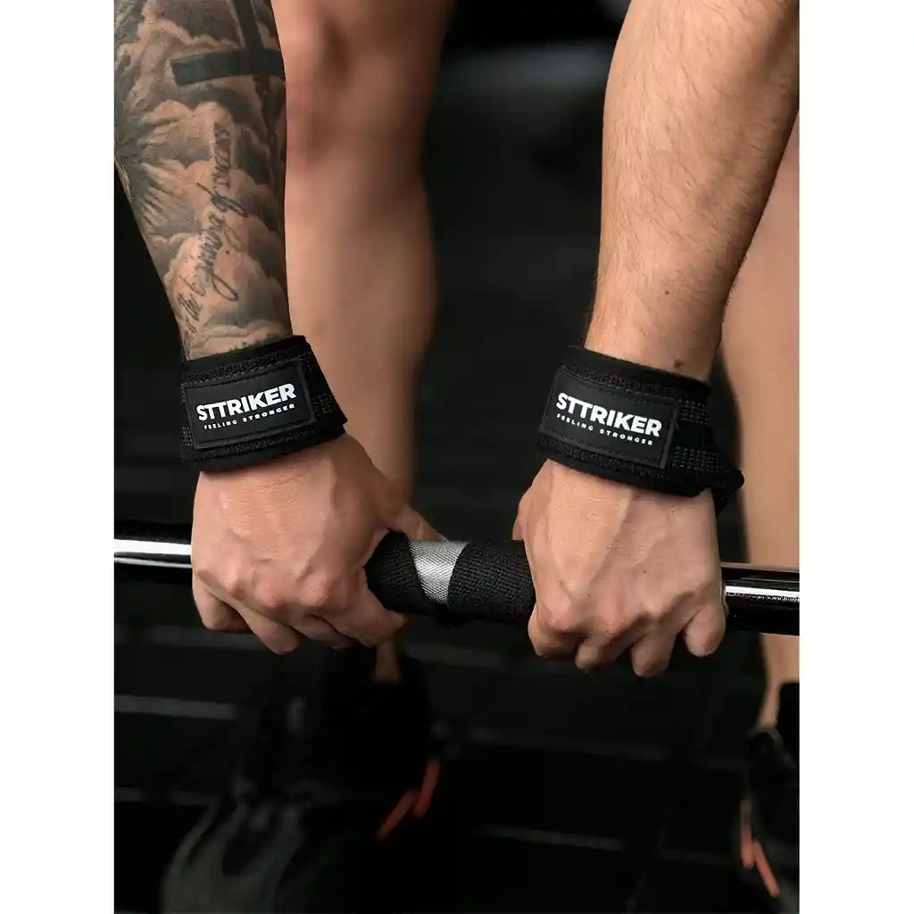 Kit X2 Straps Levantamiento Pesas Correas Gimnasio Crossfit Negro Amarres