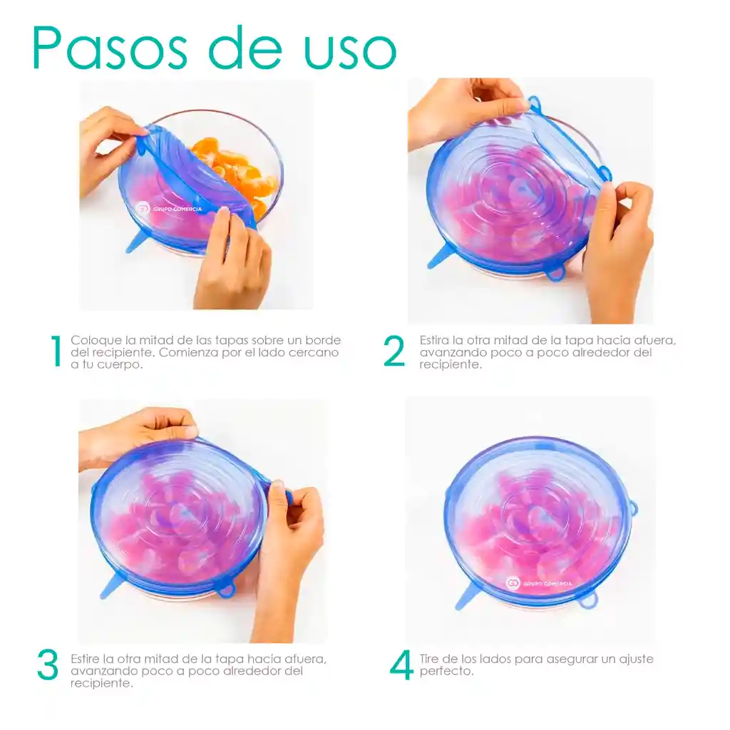 Set X6 Tapas Silicona Ajustables Para Alimentos Libre Bpa