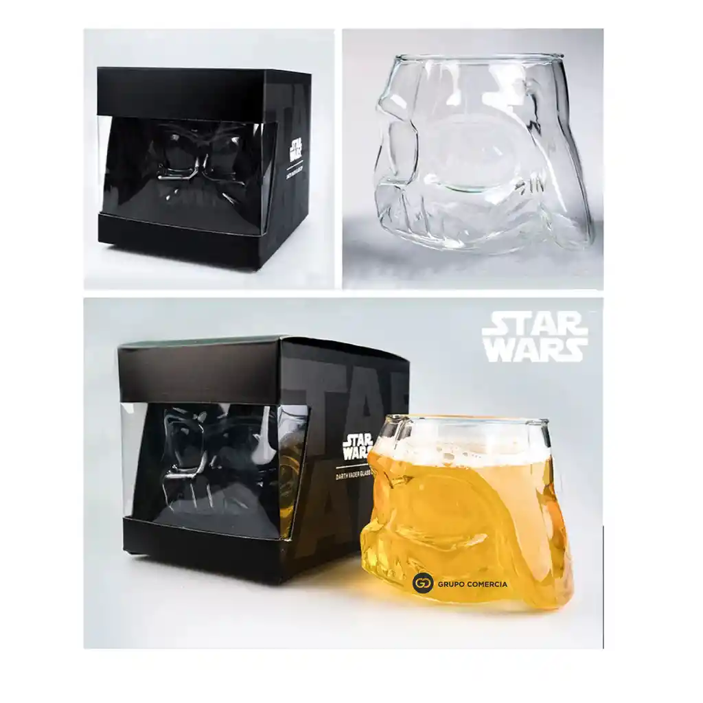 Vaso Cervecero Vidrio Darth Vader 3d Star Wars Vidrio 420ml