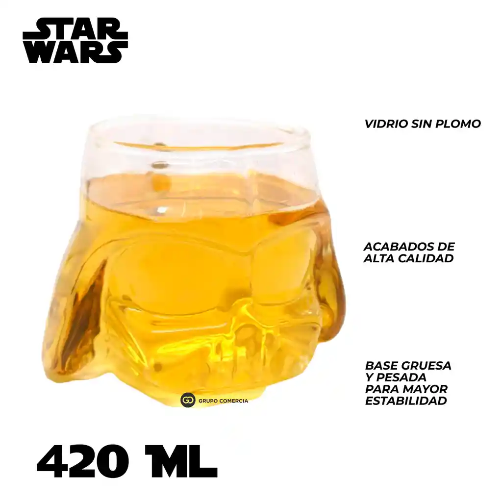 Vaso Cervecero Vidrio Darth Vader 3d Star Wars Vidrio 420ml