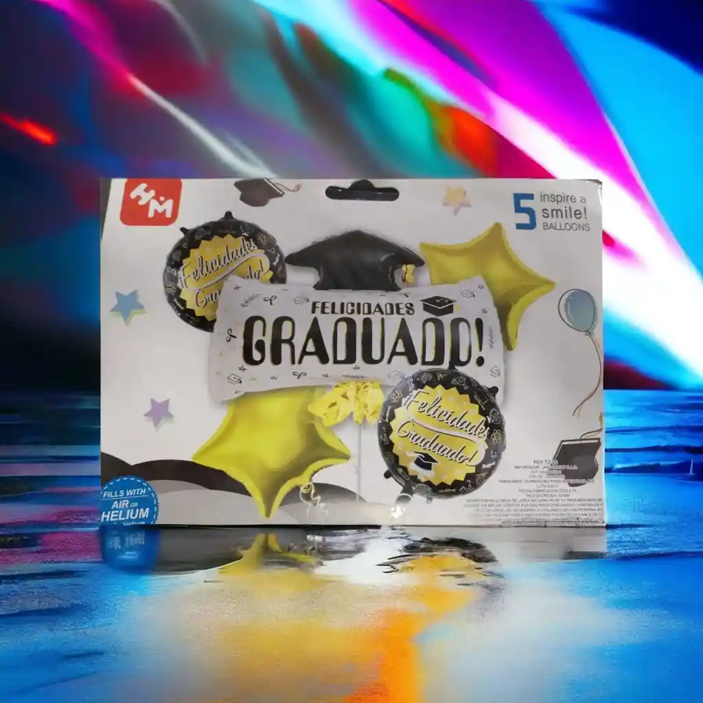 Globo Bouquet Graduación 5pcs Congrats Grad