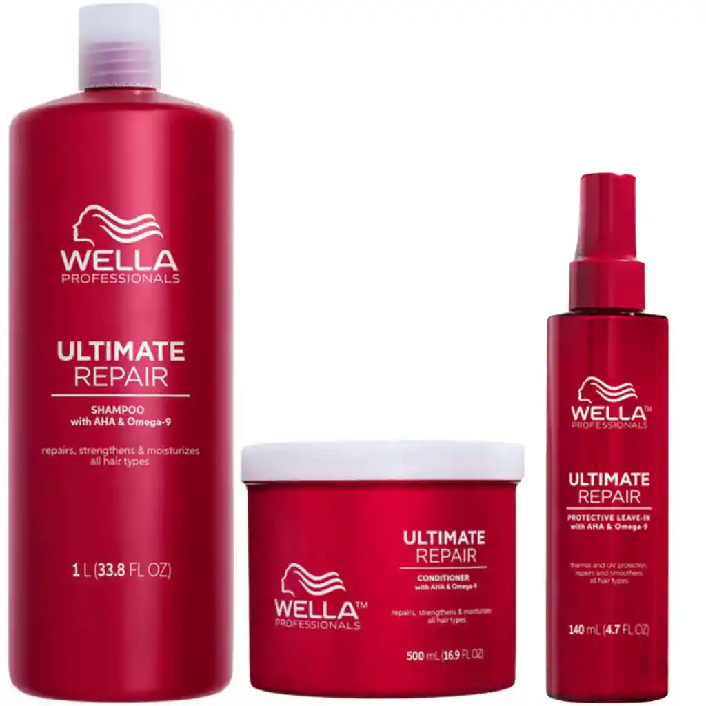 Kit Wella Ultimate Repair - Shampoo Litro - Acondicionador - Termoprotector