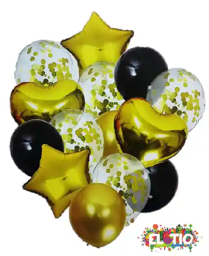 Bouquet Decorativo Negro Y Dorado