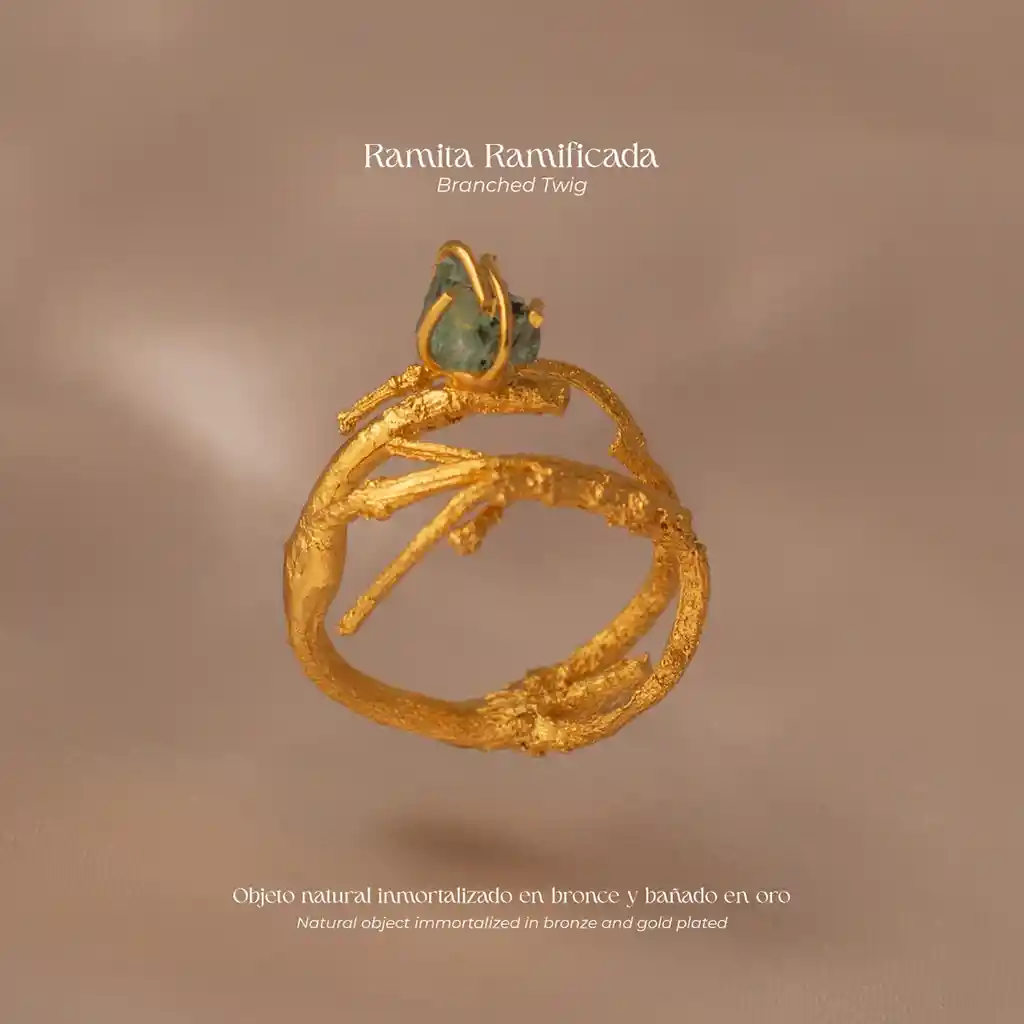 Anillo Ramita Ramificada Esmeralda