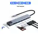 Adaptador 8 En 1 De Red Rj45 Usb Tipo C Hdmi 4k Tf Sd Lector De Usb-c